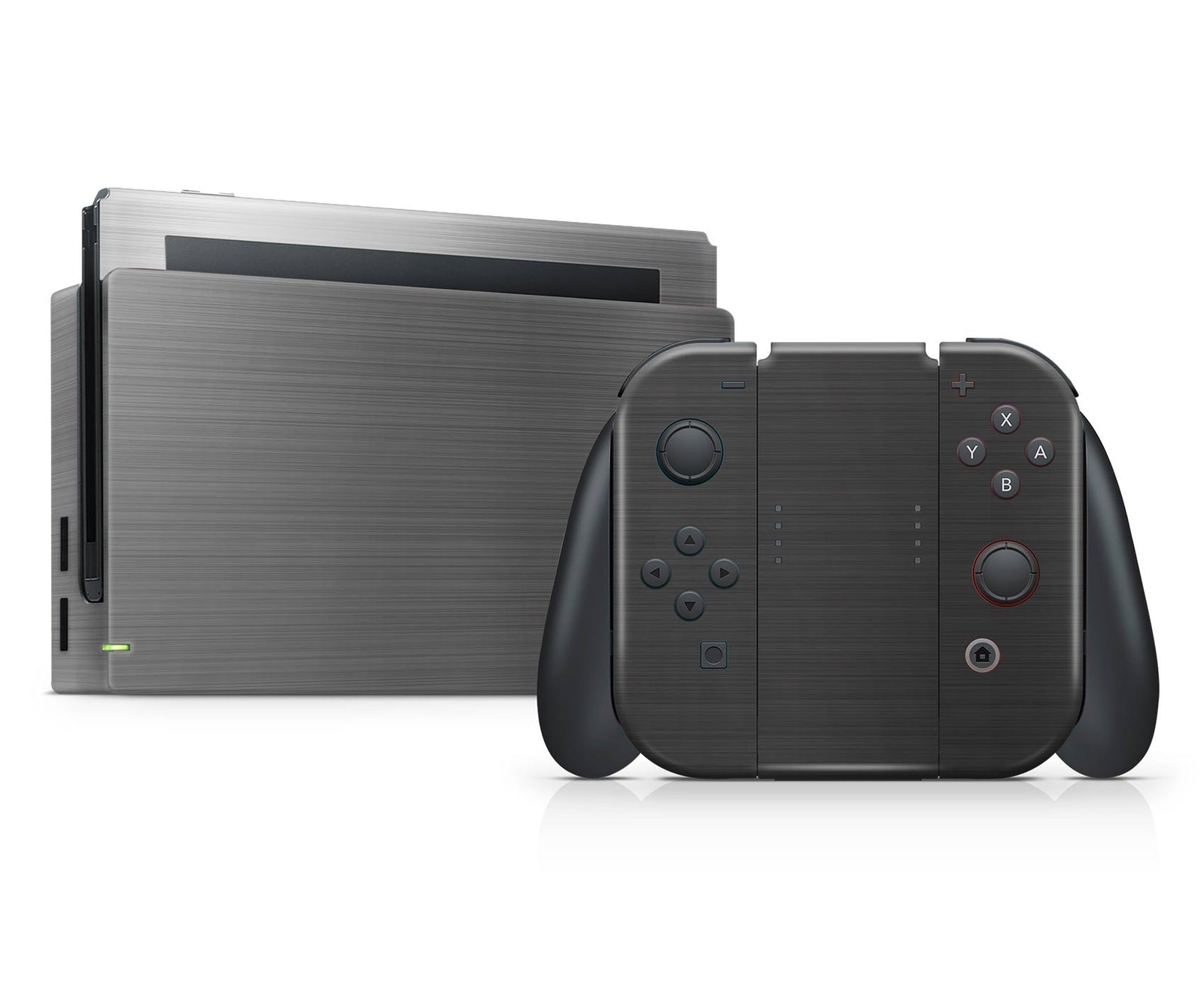 brushed metal steel nintendo switch skin joy-cons dock