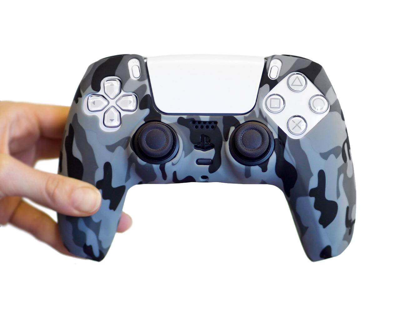 gray camo ps5 controller skin case