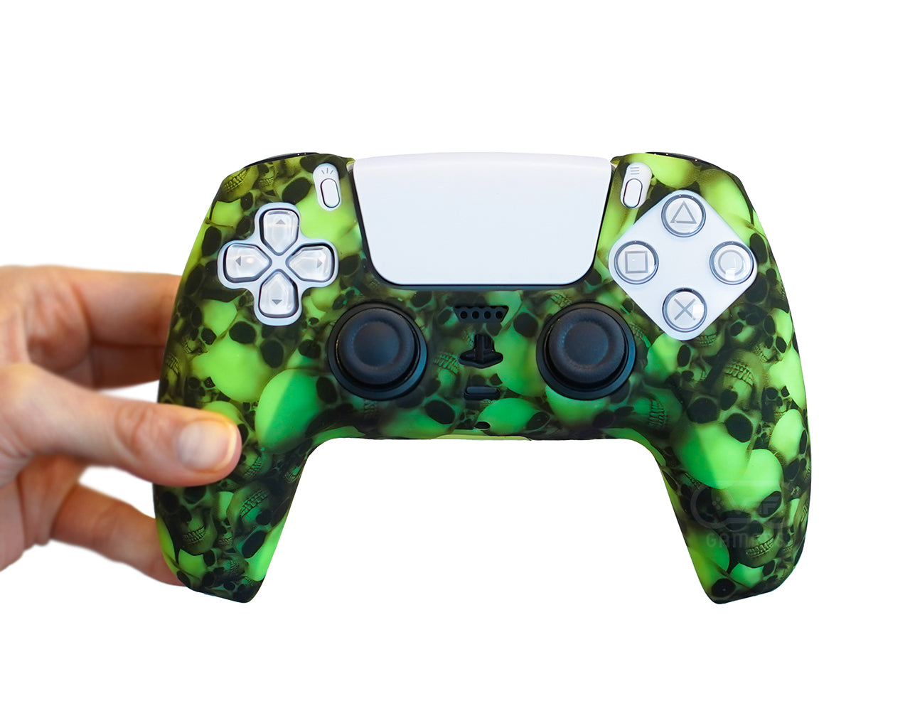 sony ps5 dualsense green skulls controller cover