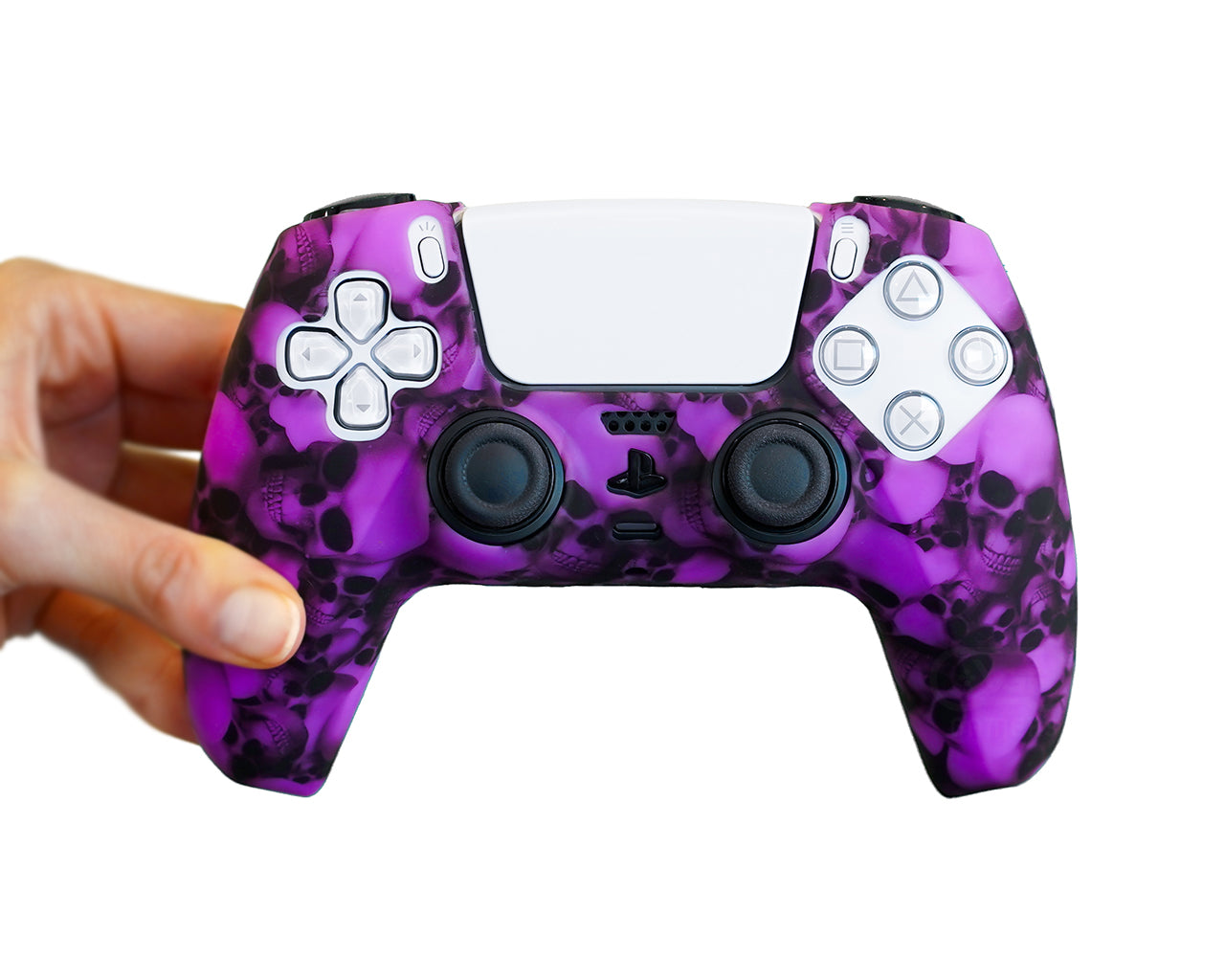 purple skulls ps5 controller skin case cover wrap grip