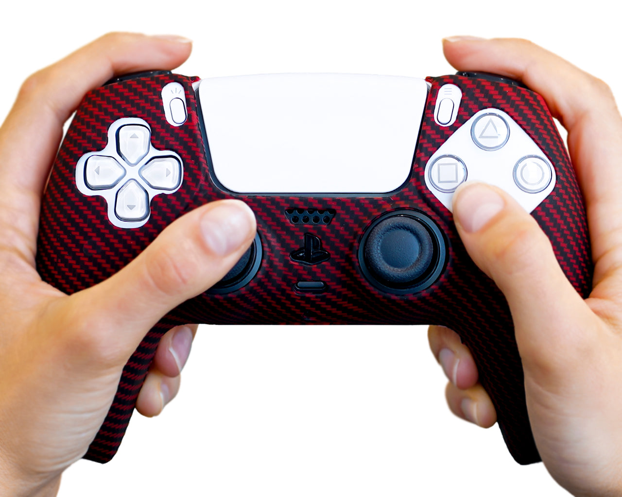 red carbon fiber ps5 dualsense controller skin