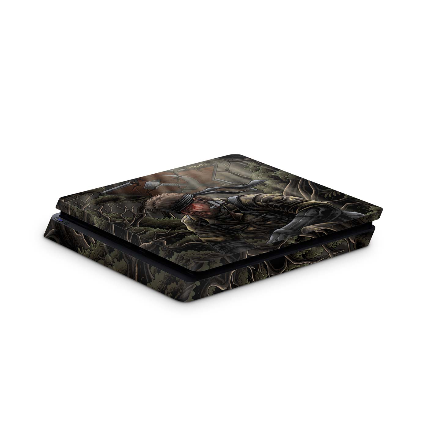 Gaming console skin with a stealth Cold War legend soldier themed design on a white background