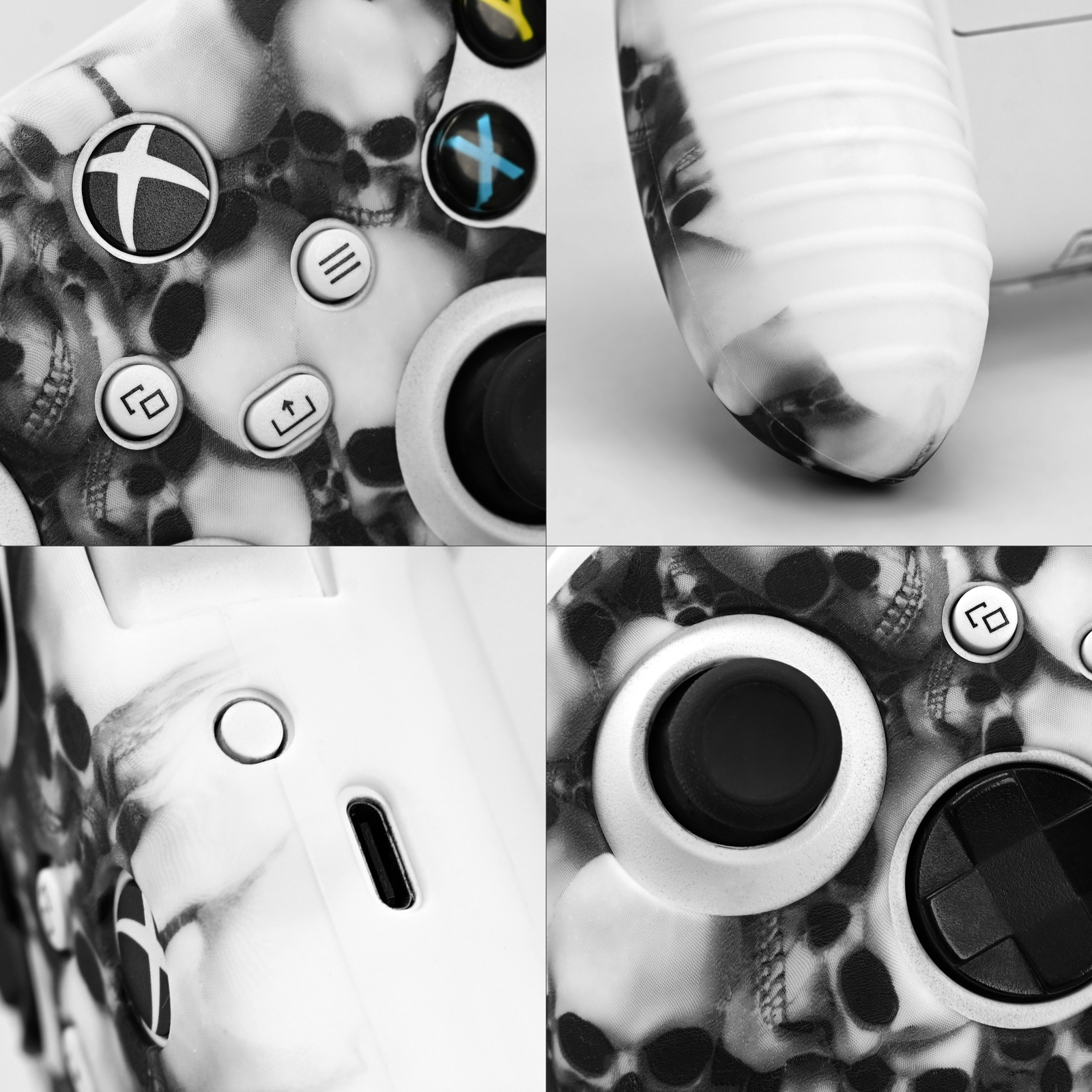 white skull xbox series s/x controller skin-all images in one