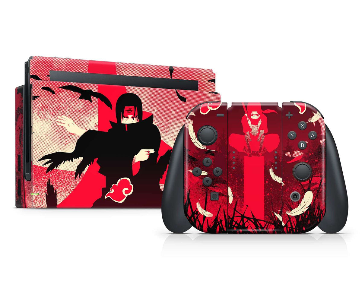 anime itachi skin nintendo switch joycons dock charger