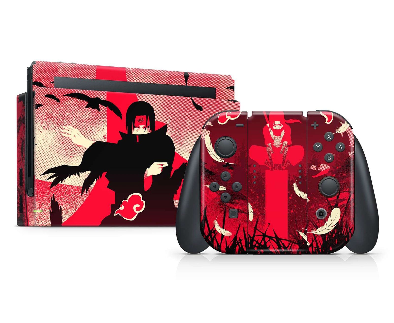 anime itachi skin nintendo switch joycons dock charger