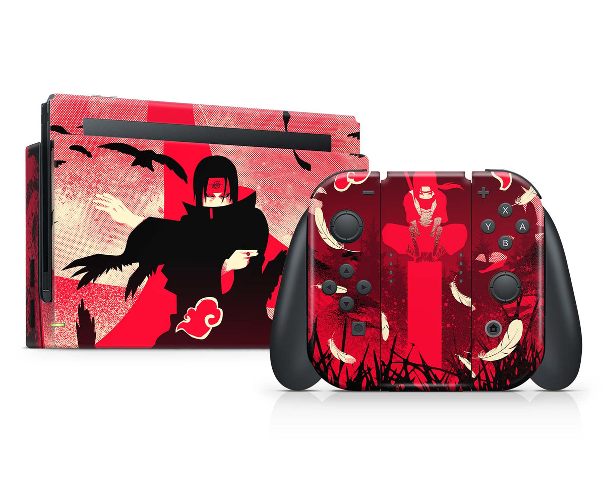 anime itachi skin nintendo switch joycons dock charger