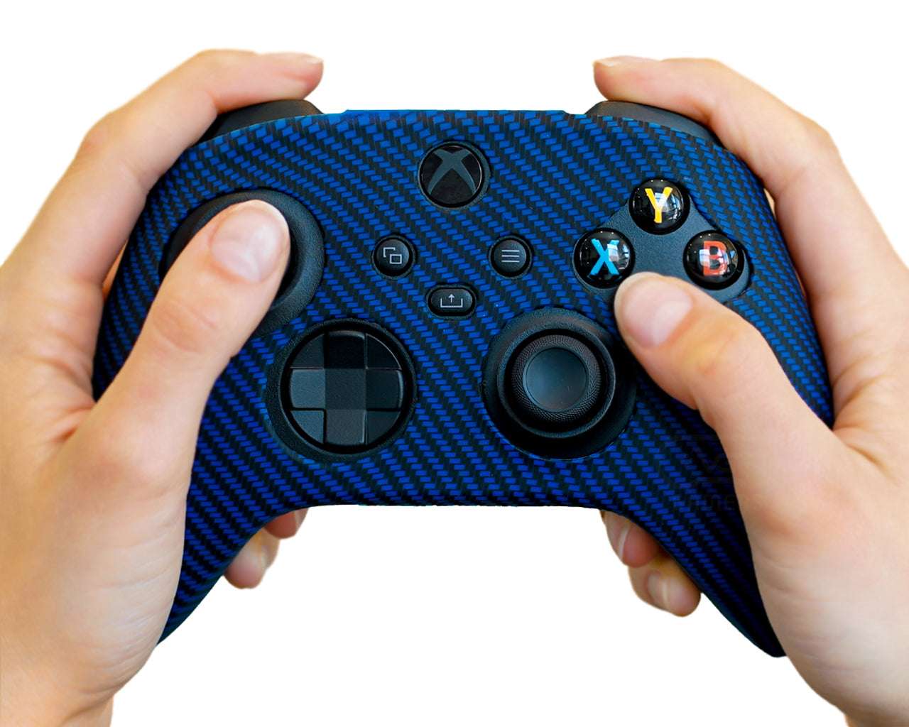 blue carbon fiber silicone controller case cover for xbox series x s