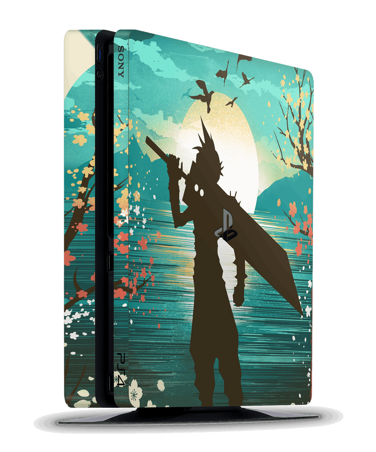 ps4 slim console sticker wrap skin ff7 final fantasy 7 cloud strife