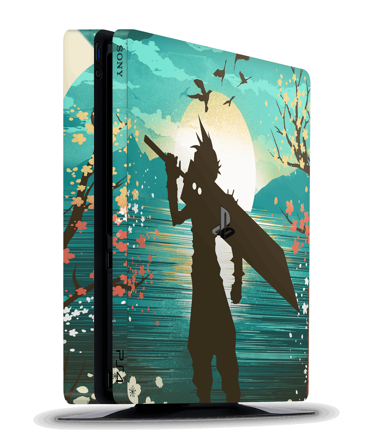 ps4 slim console sticker wrap skin ff7 final fantasy 7 cloud strife