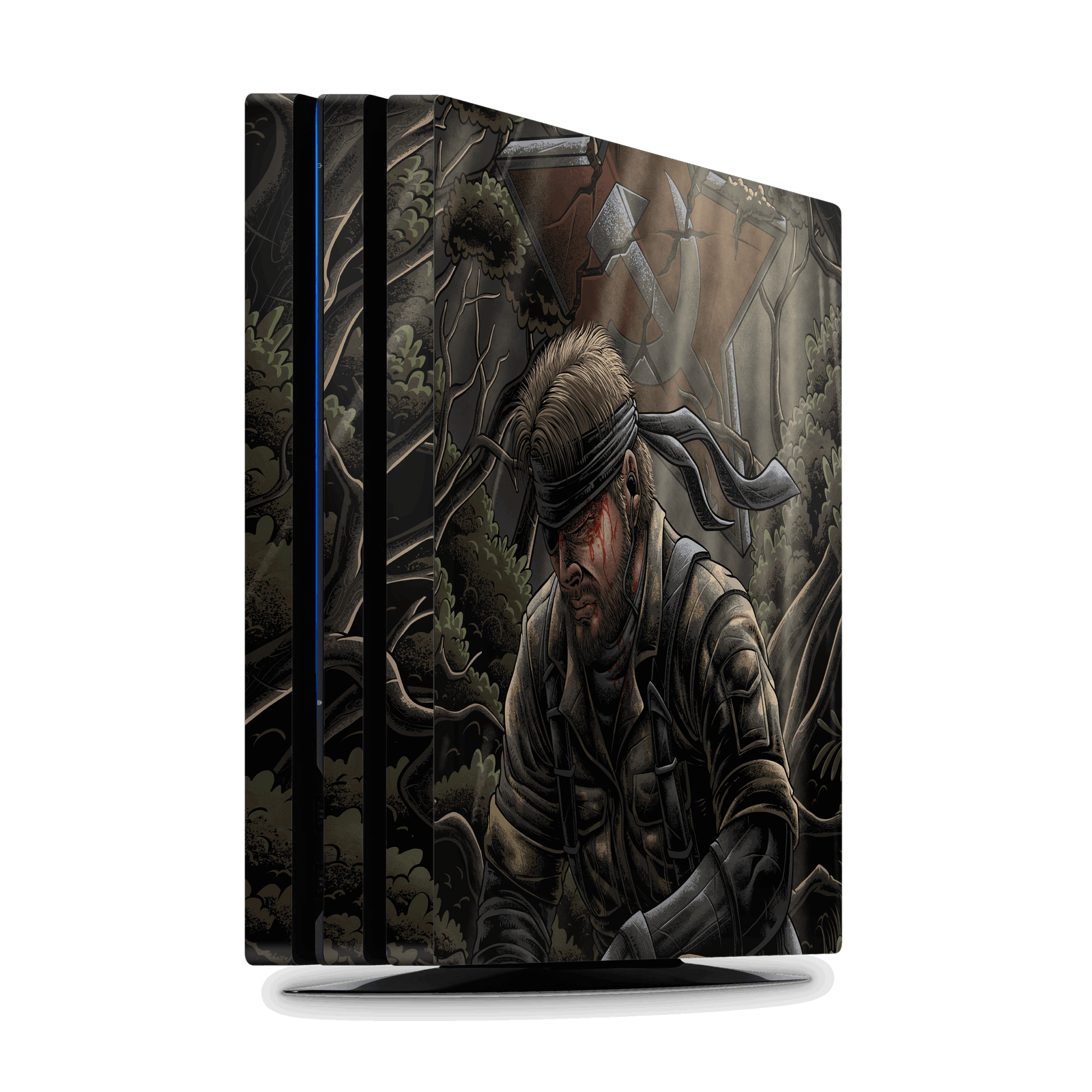 Gaming console skin with a stealth Cold War legend soldier themed vertical design on a white background