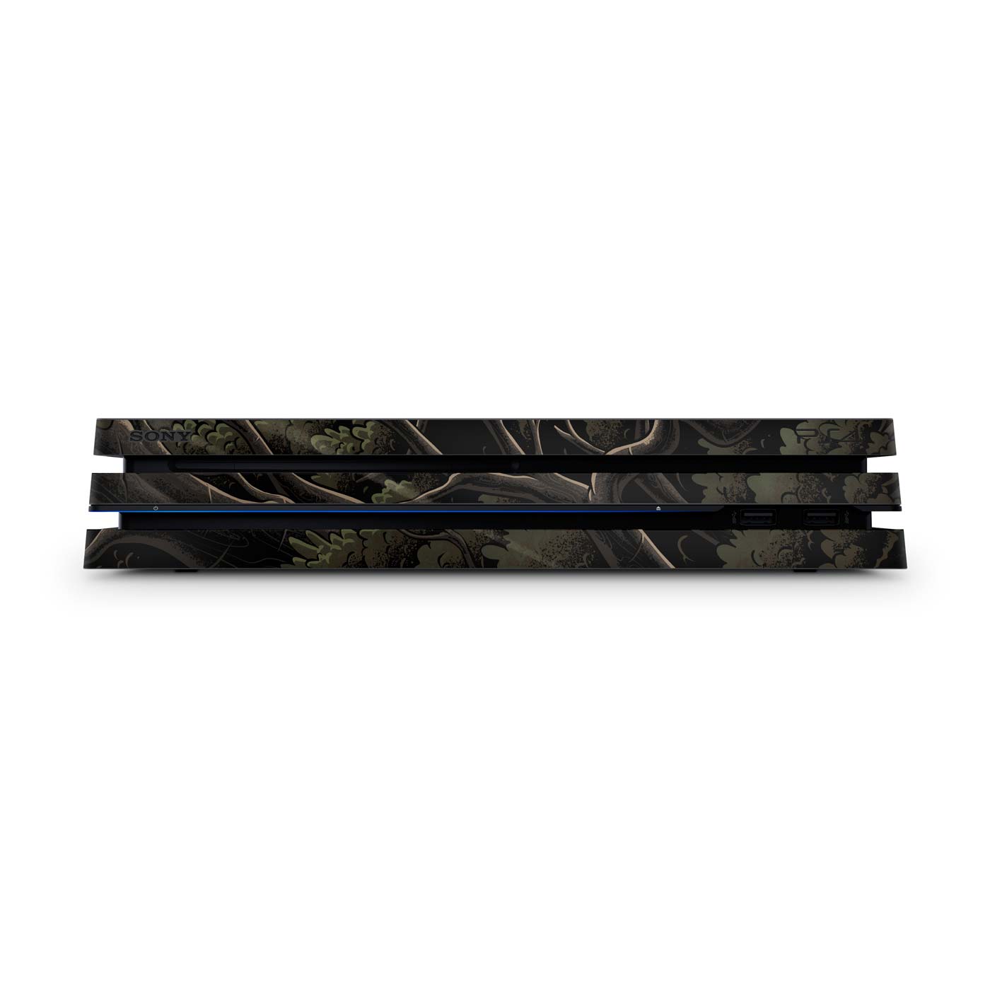 Gaming console skin with a stealth Cold War legend soldier themed side design on a white background