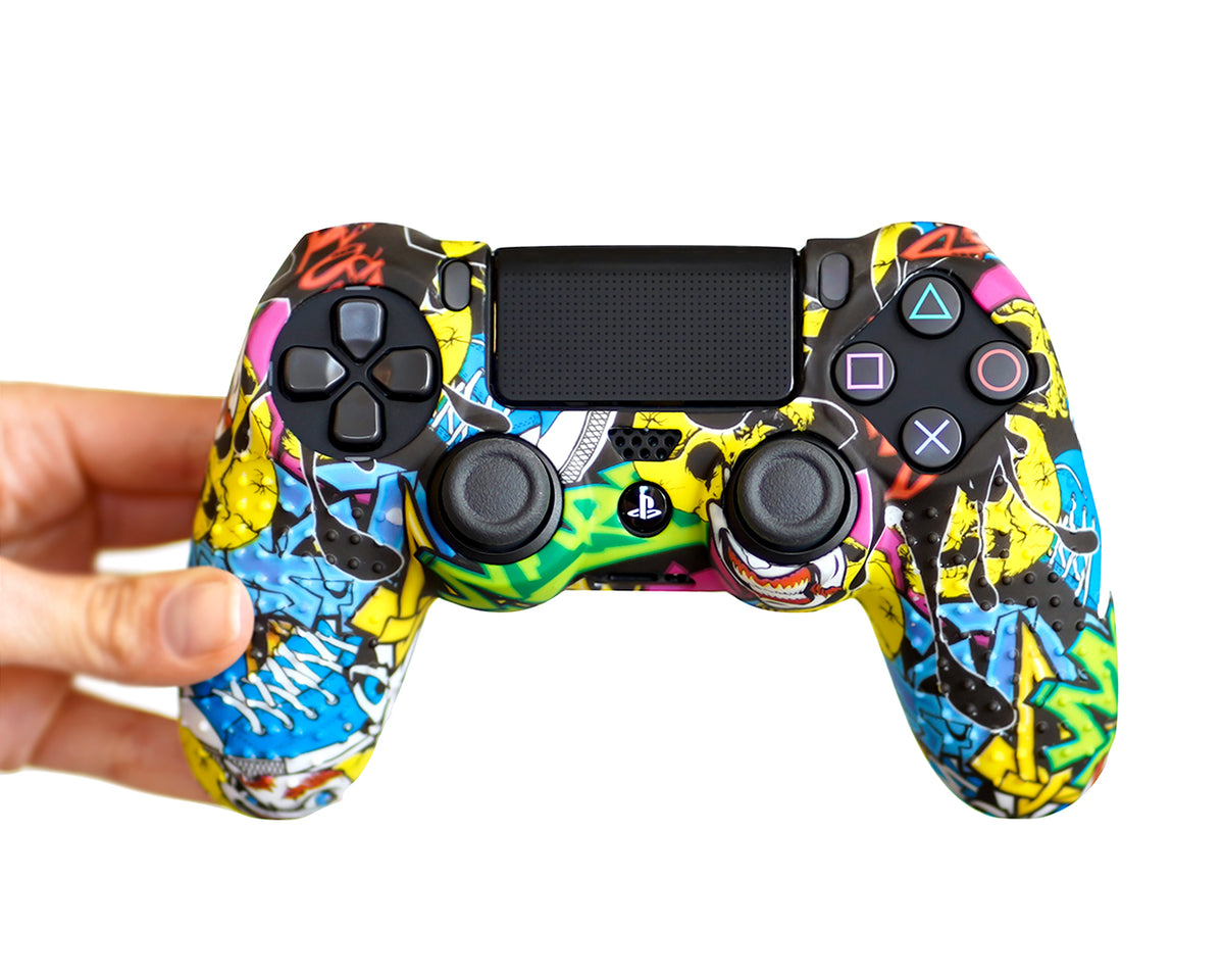 graffiti ps4 controller skin silicone case cover wrap grip