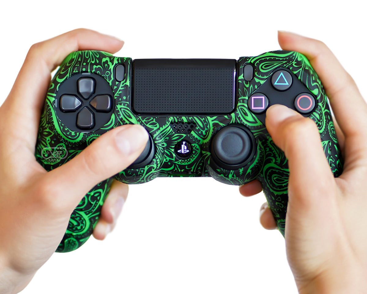 green motif ps4 controller silicone skin cover case grip