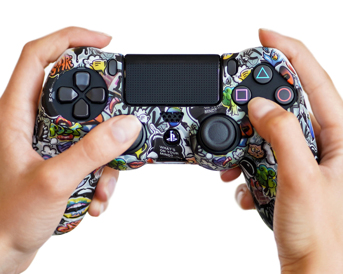 graffiti ps4 controller skin silicone case cover wrap grip