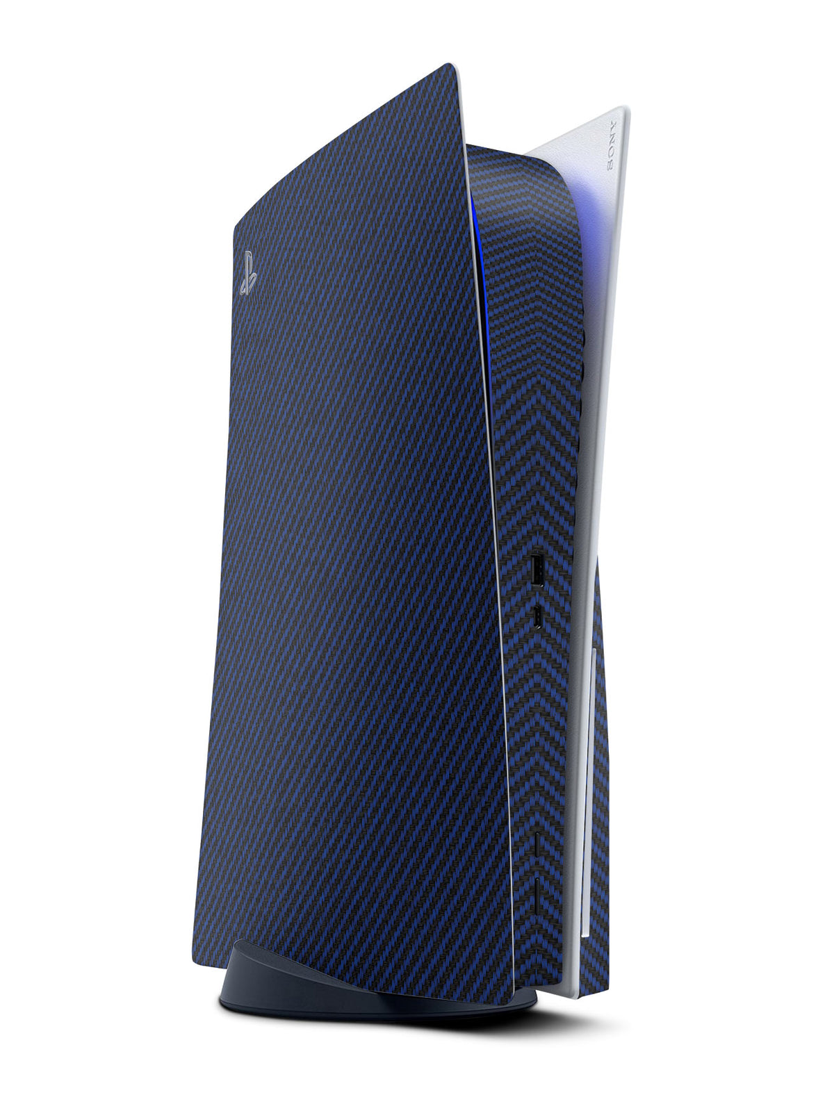 blue carbon fiber ps5 console skin sticker