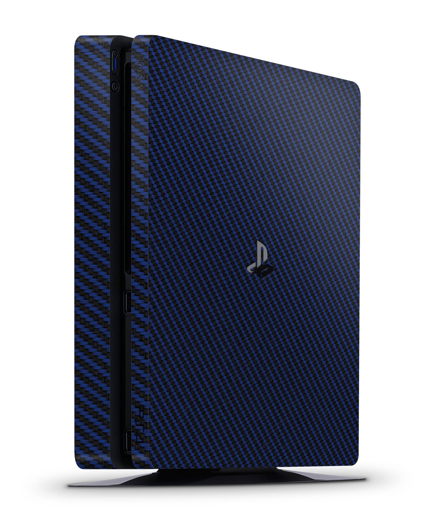 blue-carbon-fiber-vinyl-wrap-skin-sticker-ps4-slim