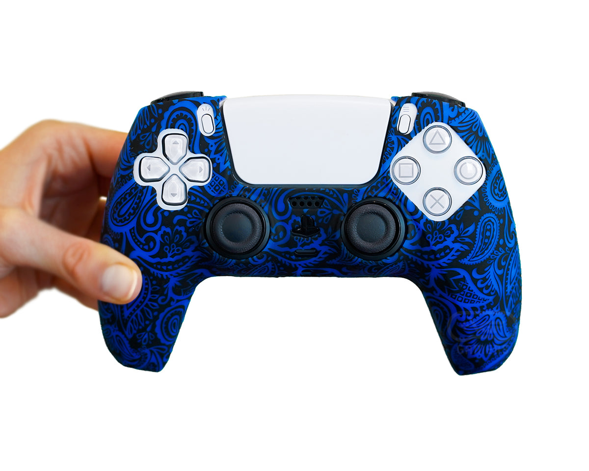 blue-floral-flower-silicone-case-for-ps5-dualsense-controllers