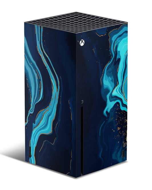 blue marble xbox series x console skin wrap