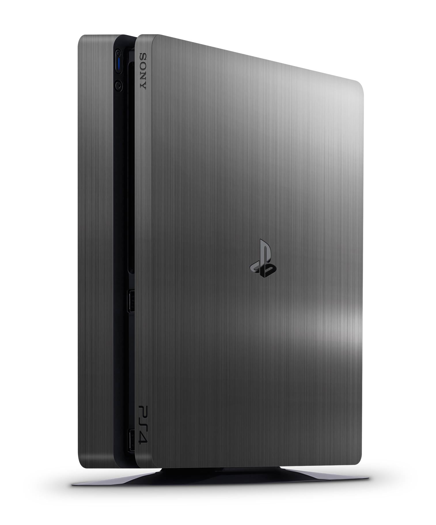 brushed metal steel ps4 slim console skin wrap