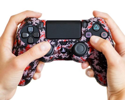red digital camo ps4 controller skin case cover