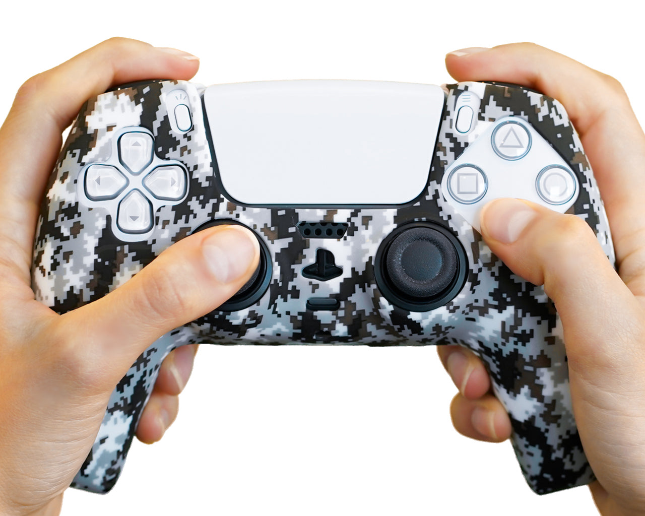 snow digital camo ps5 controller grip cover case silicone