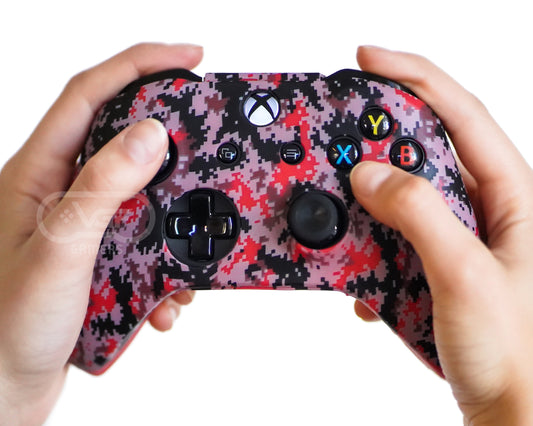 red digital camo xbox one controller skin case cover