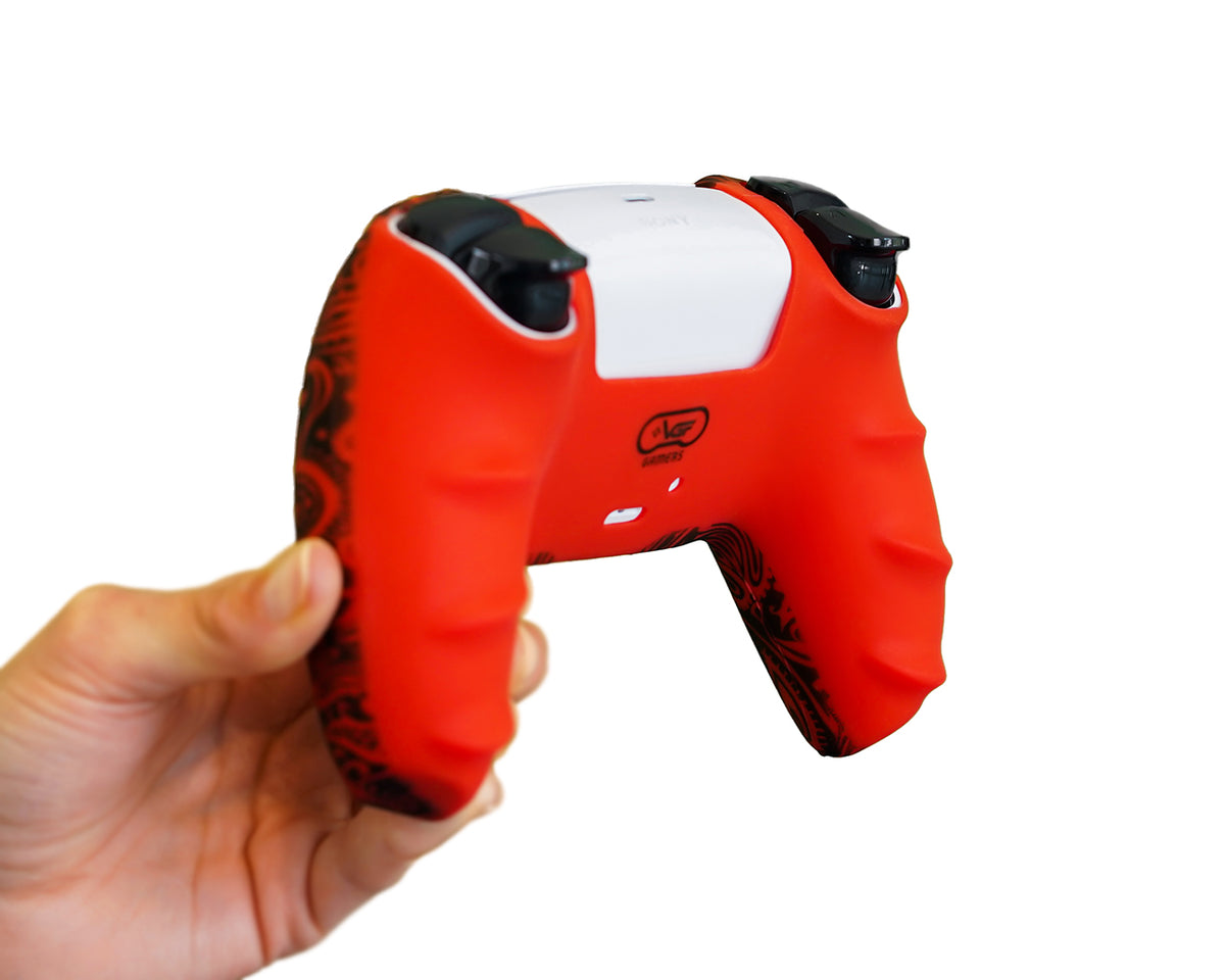 red ps5 dualsense silicone controller grip cover skin