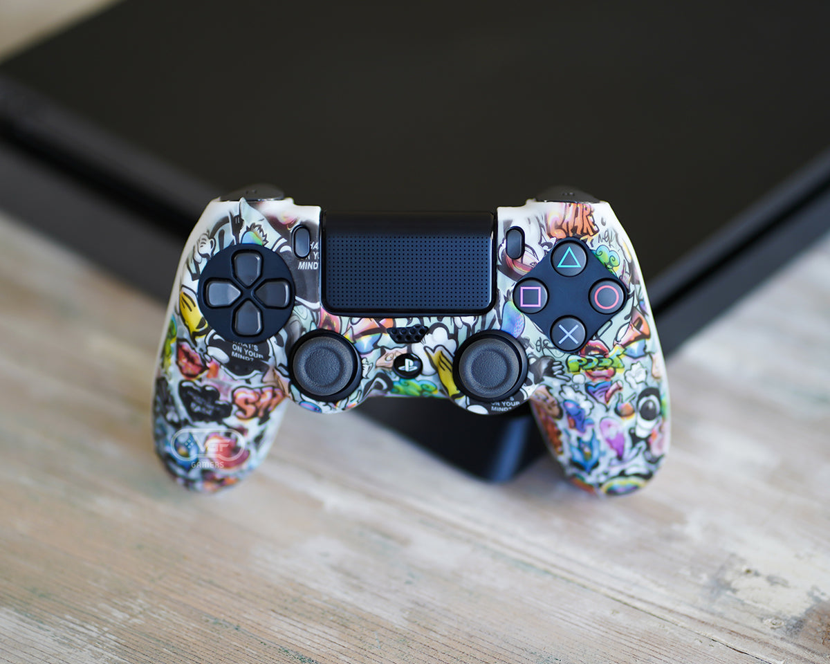 graffiti ps4 controller silicone skin cover case wrap grips