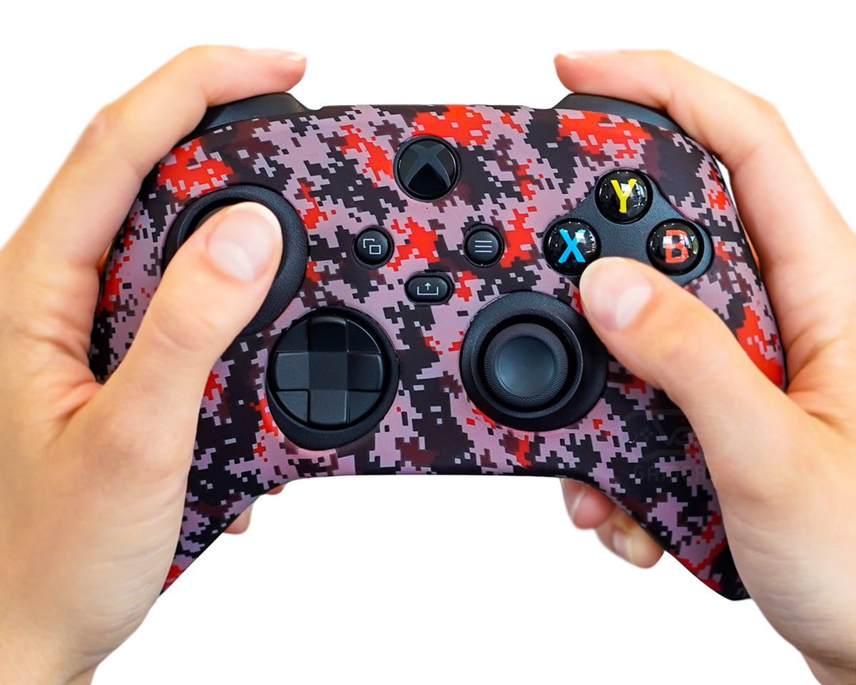 minecraft red digital camo xbox series x/s controller skin silicone