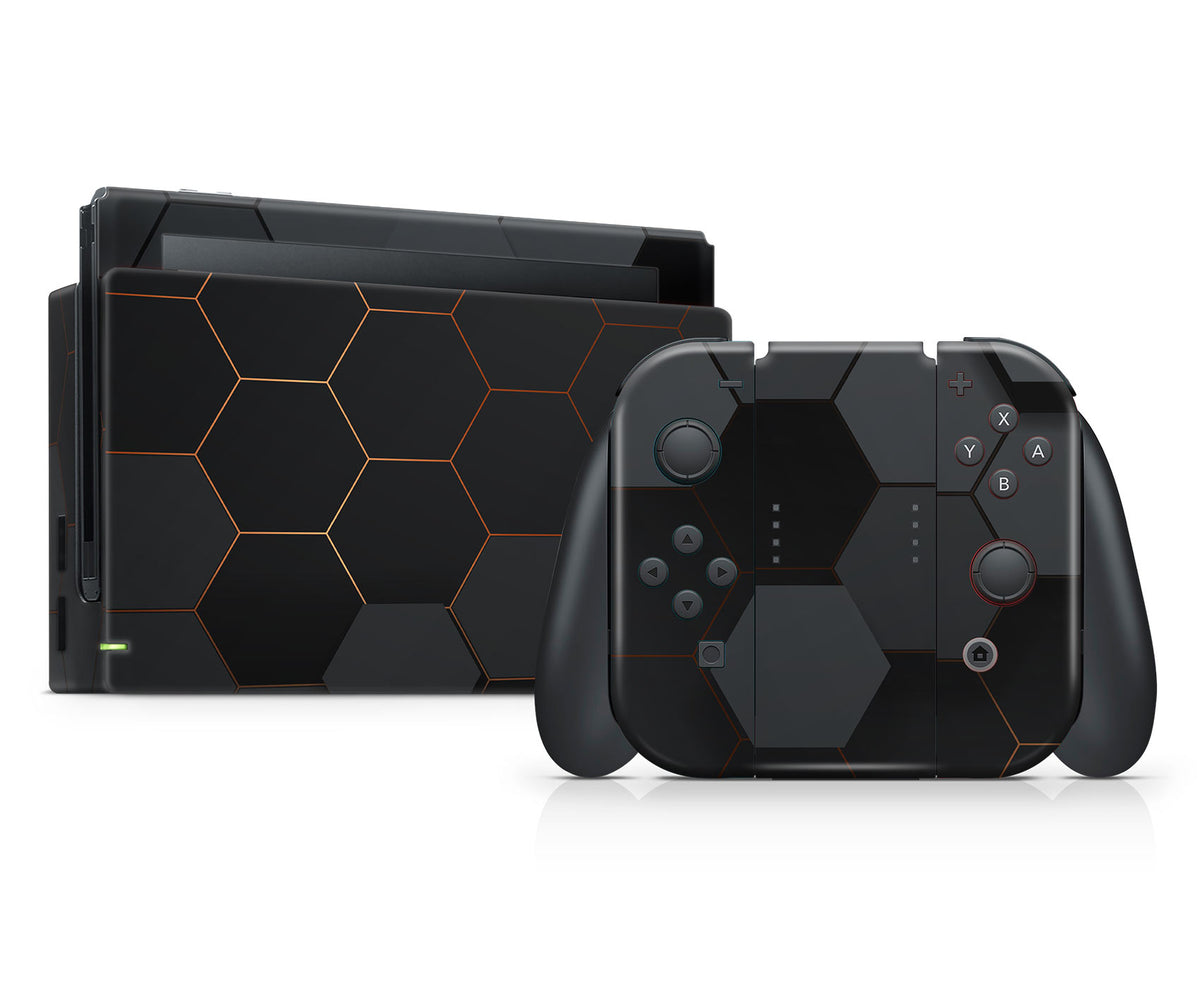 3d hex skin for nintendo switch joycons, dock, charger