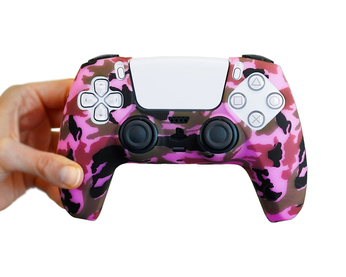 pink camo ps5 dualsense controller skin case cover