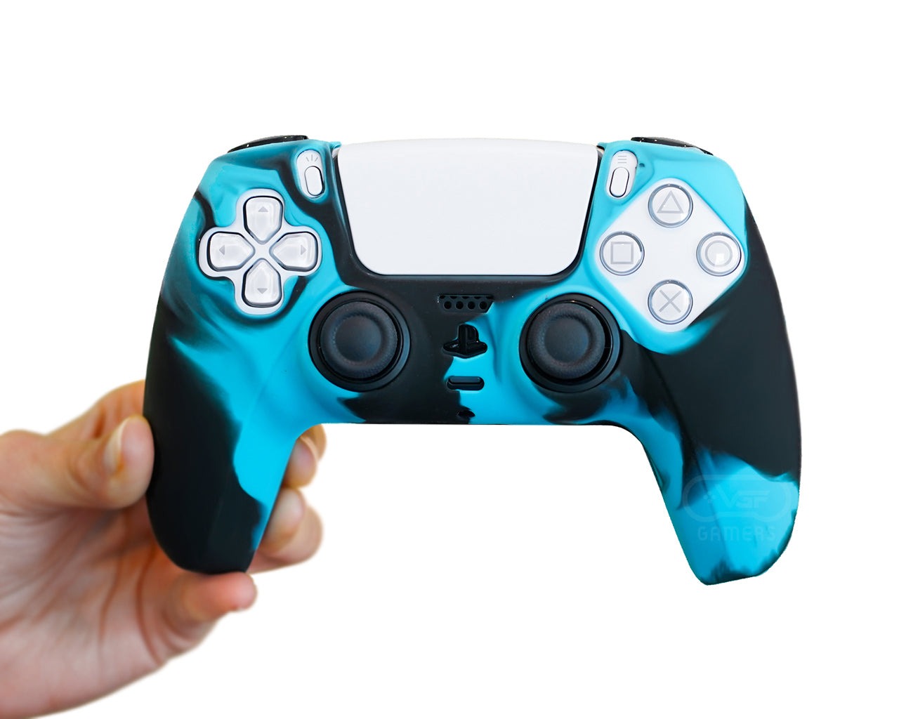 blue camo ps5 controller silicone case cover grip wrap skin