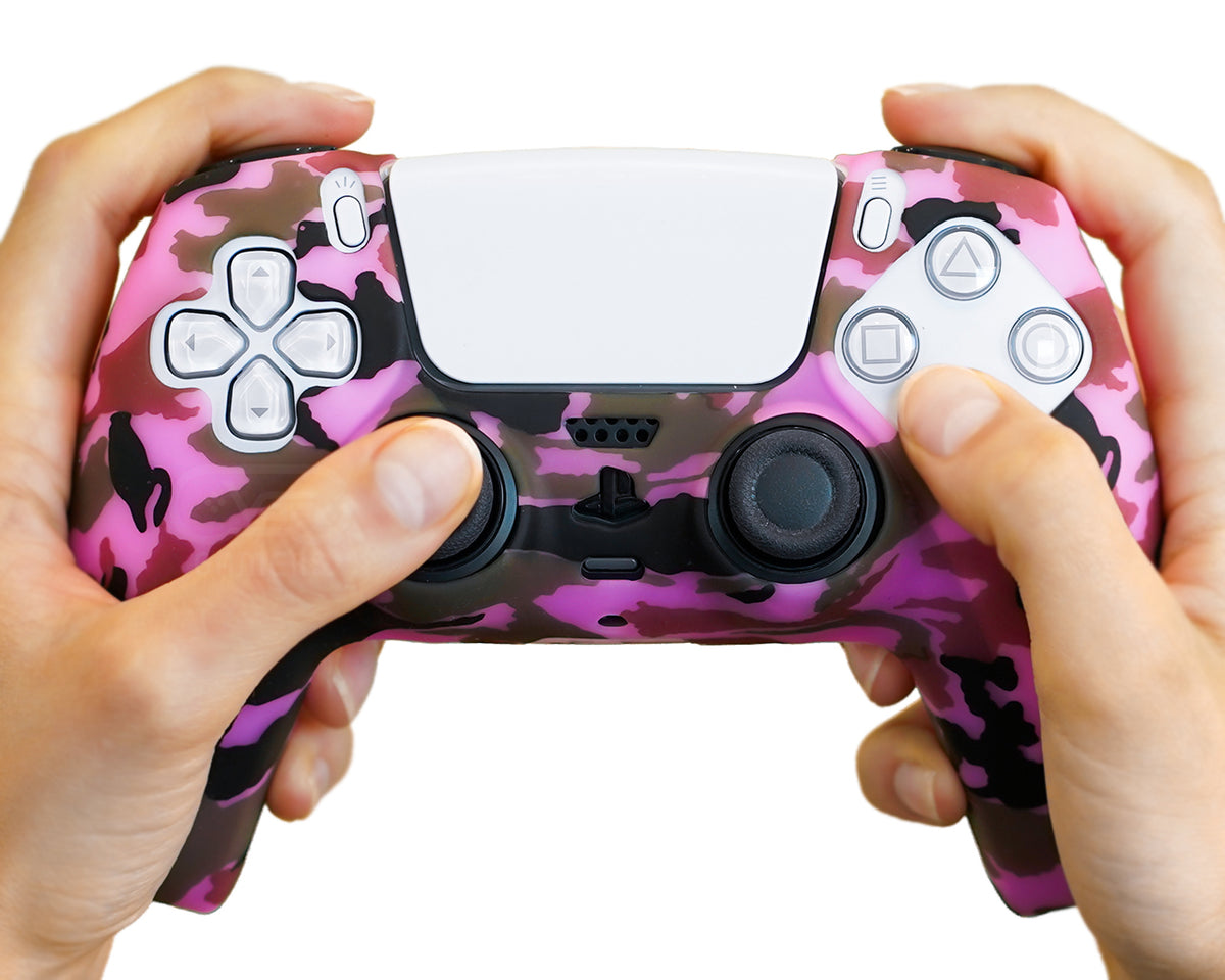 pink camo ps5 dualsense controller skin case cover