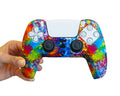 rainbow paint splatter skin for ps5 controller silicone case cover grip