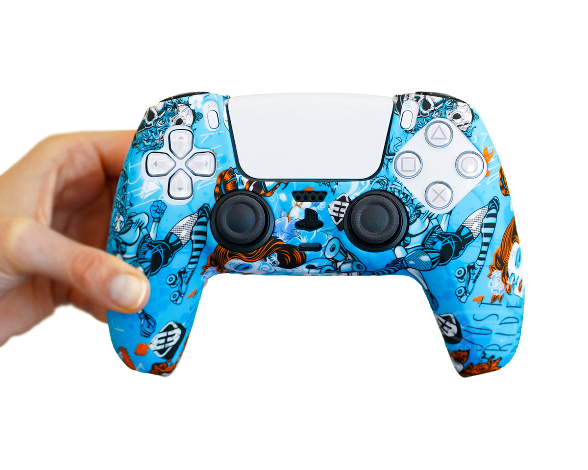 skulls art sony ps5 controller case