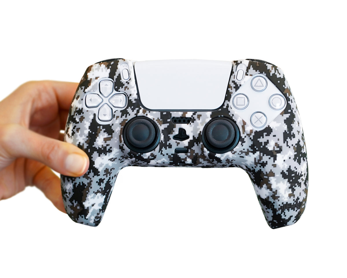 minecraft digital camo ps5 controller grip cover case silicone